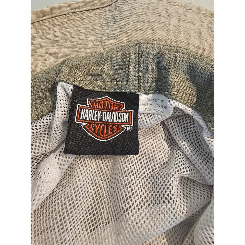 Harley-Davidson OSFM Tan Cotton Boonie Bucket Hat With Logo Patch - Picture 6 of 6
